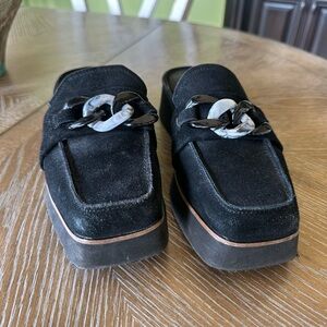 Naked Feet Black Mules with Chain Detail